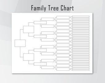 6 Generations Family Tree Chart. Printable Family Tree Templates. Digital Pedigree Chart. Editable Ancestral Chart. Genealogy Template.