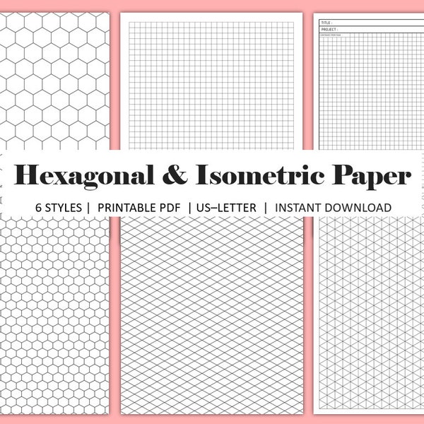 Isometric Graph Paper Printable - Hexagonal Graph sheet - Digital Isometric Grid Paper - Hexagonal notebook - Organic Chemistry Paper