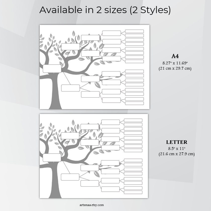 Family Tree Chart. Printable Family Tree Templates. Digital Pedigree