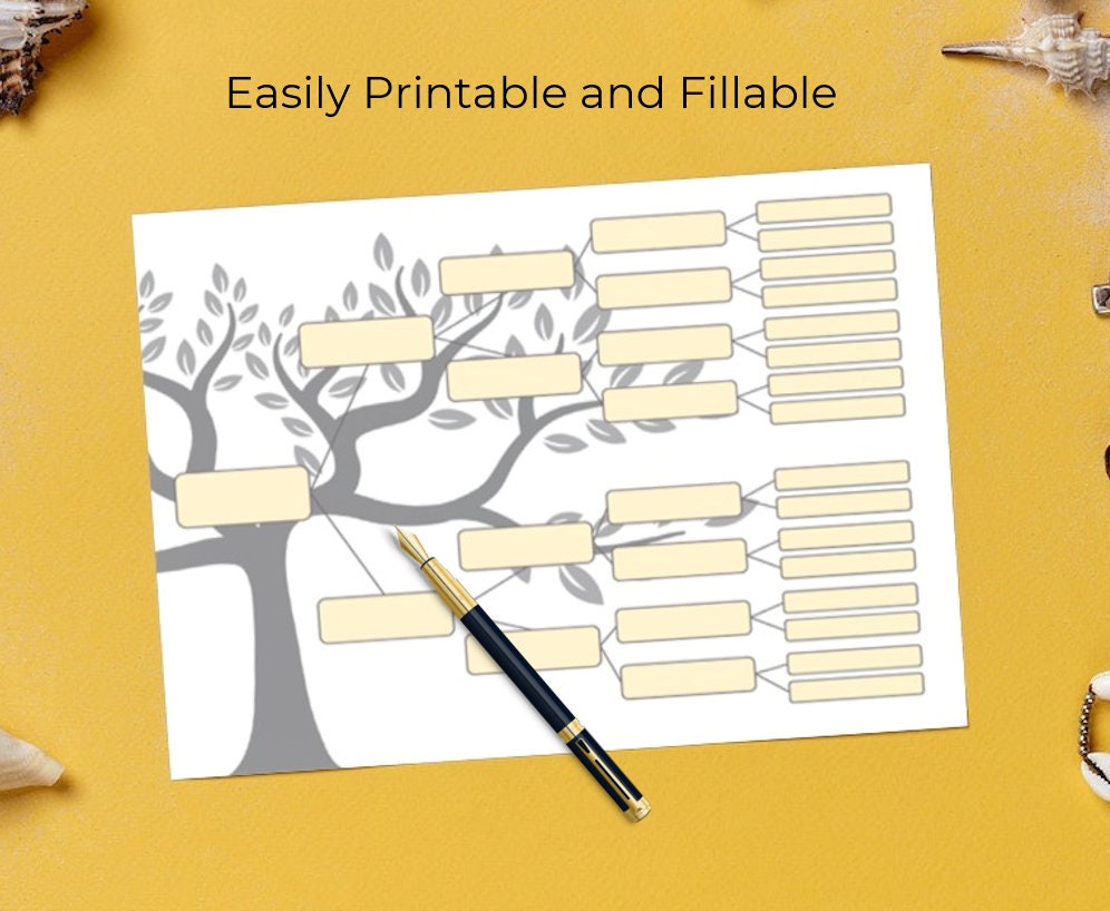 Family Tree Chart. Printable Family Tree Templates. Digital Pedigree ...