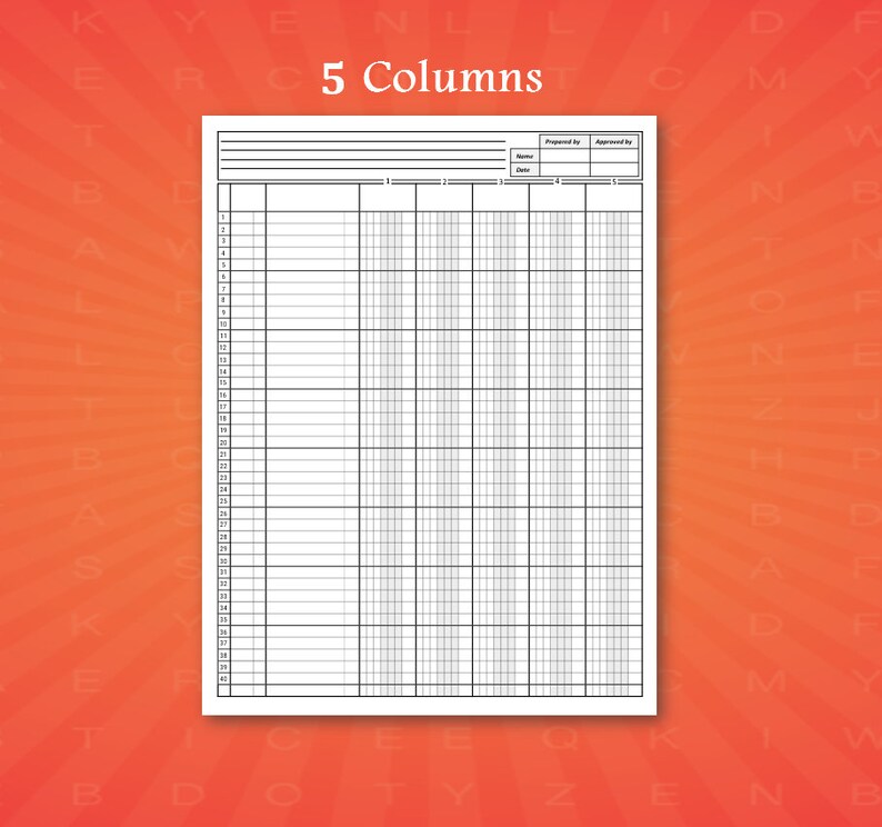 Accounting Ledger Book Column. Printable Columnar Paper. Etsy