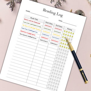 Reading Log Planner Reading Tracker Printable Reading - Etsy