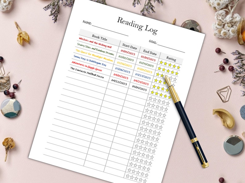 Reading Log Planner Reading Tracker Printable Reading - Etsy