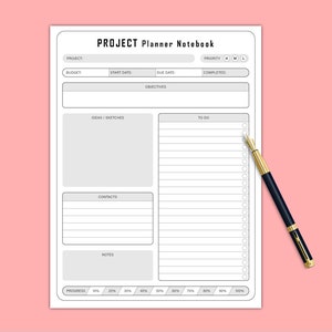 Project Planner Printable, Project Timeline Tracker, Project Management, Digital Business Planner PDF, Project Schedule, US Letter, A4, A5