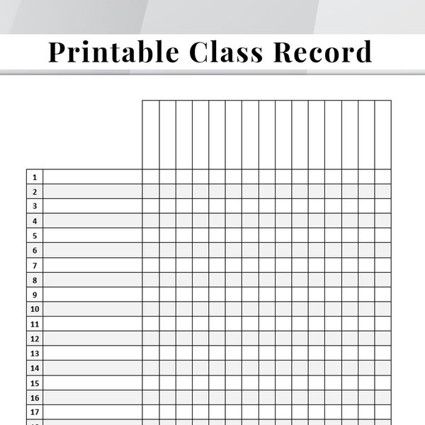Printable Class Record. Class Work Tracker. Class Attendance. Teacher Grade Book. Class Gradebook. Homeschool Grade Sheet. Attendance Sheet.