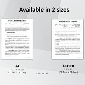 Durable Power of Attorney Template. Editable & Printable Durable Power of Attorney Form. POA Form. Instant Download. image 9