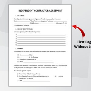 Independent Contractor Agreement Template Printable. Editable ...
