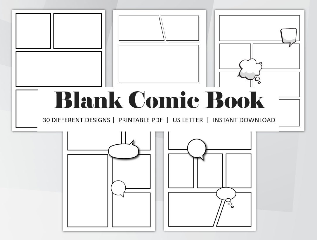 Blank Comic Book Paper: 16-panel comic paper with light-gray boxes
