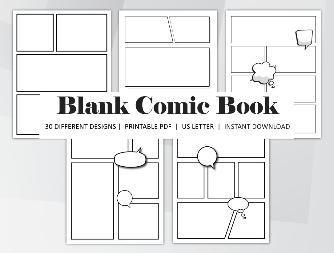 Manga Blank Drawing Templates: Ten Different Template Layouts; Single-Sided  Drawing Comic Panel Pages