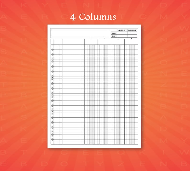 Accounting Ledger Book Column. Printable Columnar Paper. Etsy