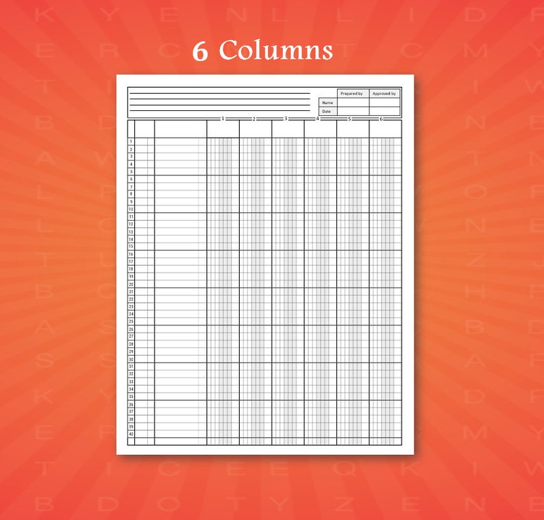 Accounting Ledger Book Column. Printable Columnar Paper. - Etsy UK