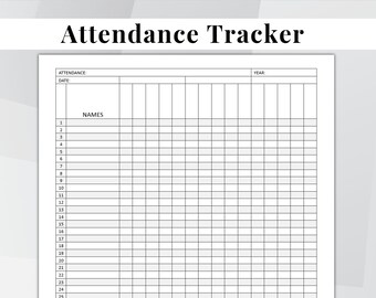 Attendance Tracker. Editable Attendance Sheet Template. Printable Microsoft Word/PDF. Attendance Tracking Chart for Teachers Employees Staff