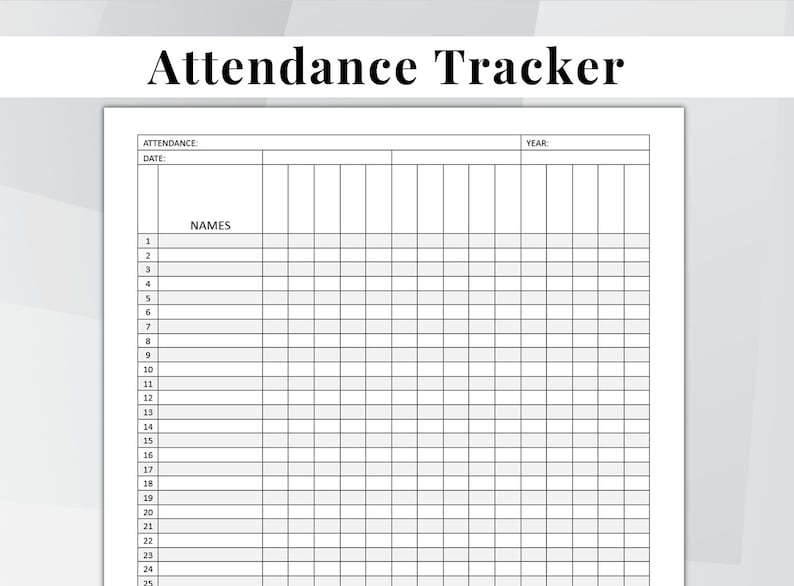 Attendance Tracker. Editable Attendance Sheet Template. Printable ...