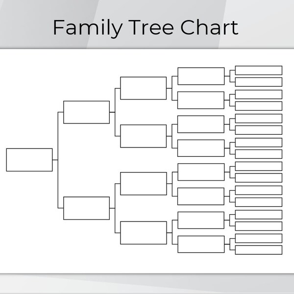 5 Generations Family Tree Chart. Printable Family Tree Templates. Digital Pedigree Chart. Editable Ancestral Chart. Genealogy Template.