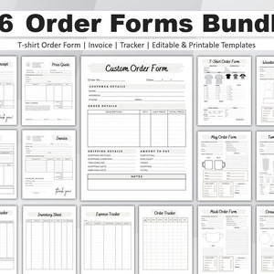 16 Order Form Template Editable. Printable Small Business Forms Crafters. Custom Order Form. Tshirt, Tumbler, Price Quote, Receipt, Invoice