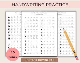 Printable Handwriting Practice Sheets. Handwriting Worksheets. Preschool Worksheets. Letters, Words, Number and Sentences. Instant Download