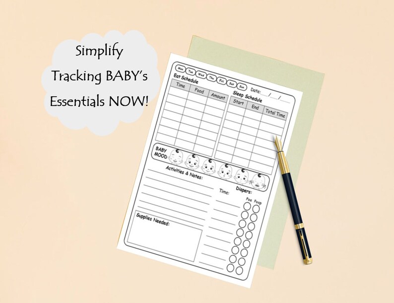 Printable Baby Daily Log Template Infant Daily Log Baby - Etsy