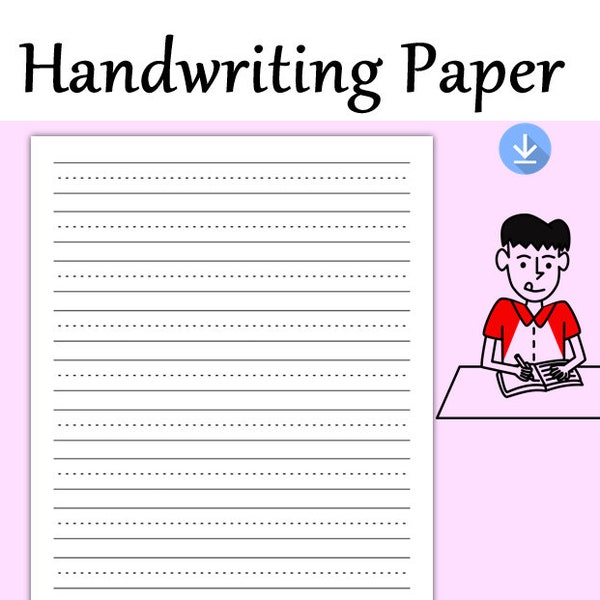 Handwriting Paper Printable. Handwriting Practice Paper Kids. Kindergarten Writing Paper. Penmanship Paper. Preschool Writing. US Letter PD