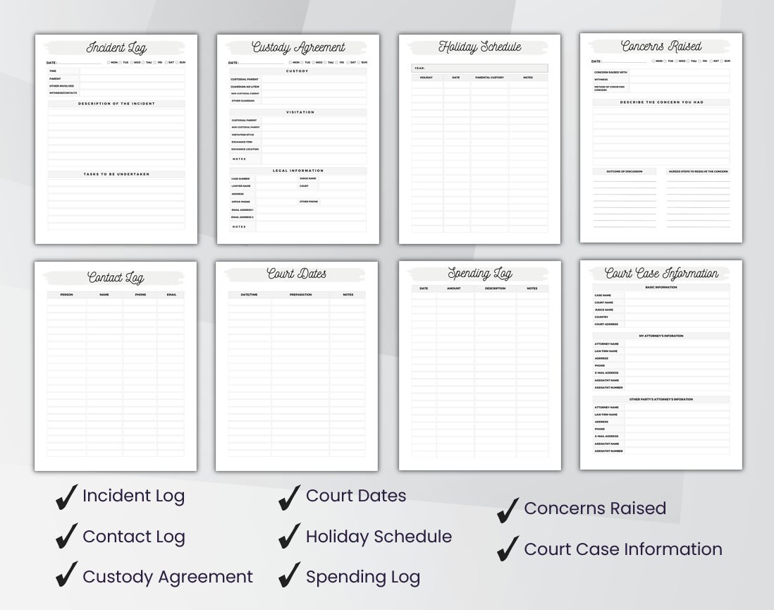 Child Custody Binder Editable. Printable Child Custody. - Etsy