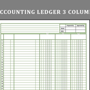 3 Column Ledger Book Printable Account Ledgers Accounting Ledger ...