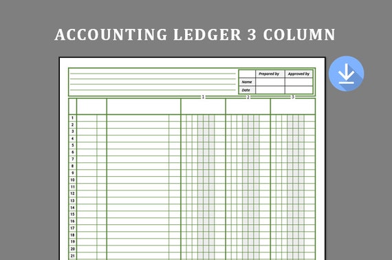 3 Column Ledger Book Printable Account Ledgers Accounting - Etsy