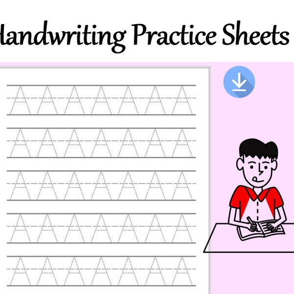 Handwriting Practice Sheets. Printable Trace Letters (A-Z) for kids. Alphabet Handwriting Practice. Toddler Letter Tracing. US Letter PD