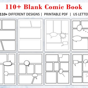 Comic Book Strip Templates Superhero Cartoon Blank Digital Paper