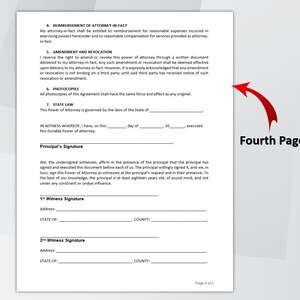 Durable Power of Attorney Template. Editable & Printable Durable Power of Attorney Form. POA Form. Instant Download. image 5