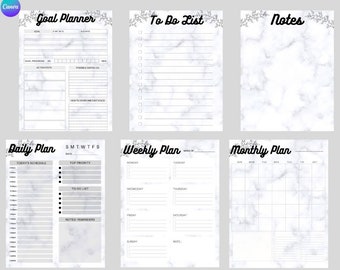 CANVA -Planner Templates - Size 8.5x11, Monthly-Weekly-Daily-Goal Planner-To Do List-Notes