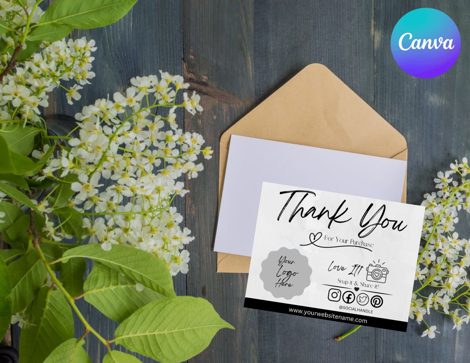 CANVA Editable SIMPLE Business Thank You Card Template - Etsy