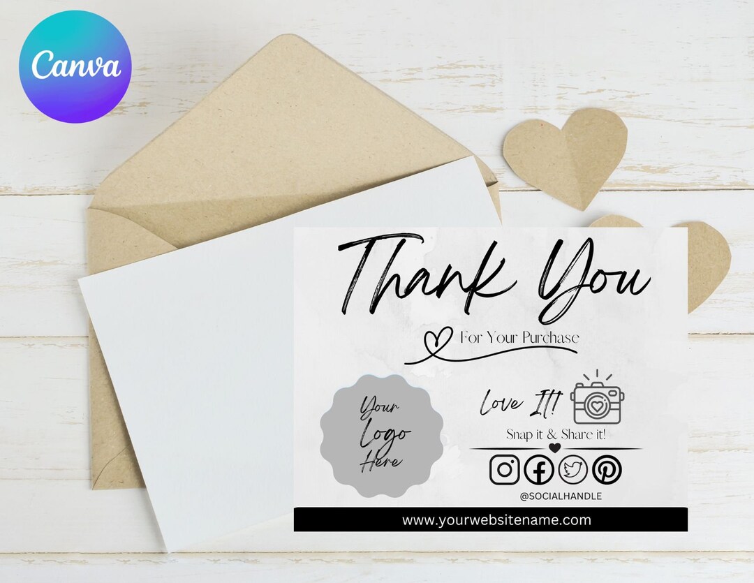 CANVA Editable SIMPLE Business Thank You Card Template - Etsy