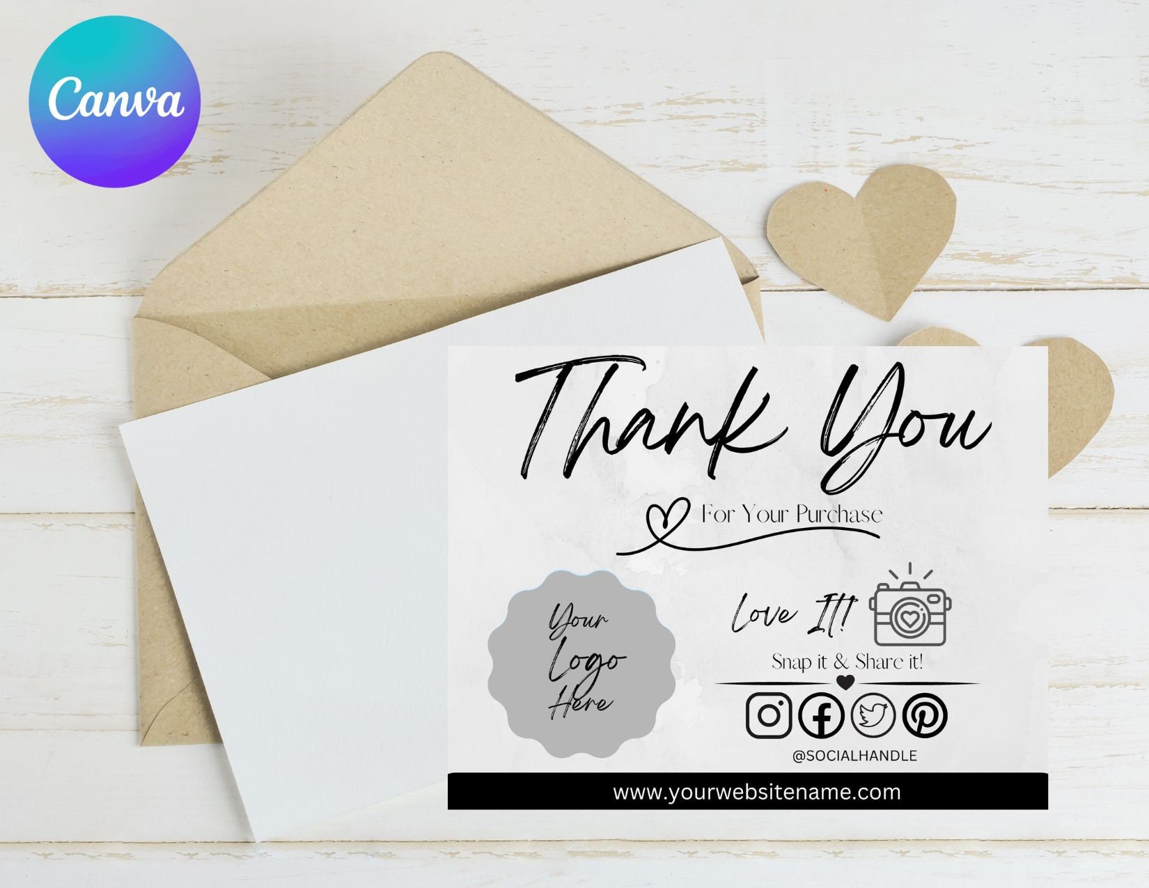 CANVA Editable SIMPLE Business Thank You Card Template - Etsy