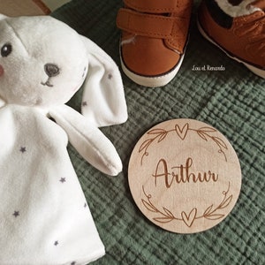 Carte bienvenue personnalisée en bois coeur / Carte étape naissance / prénom bébé enfant / cadeau naissance grossesse maman / faire part