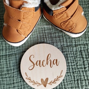 Carte bienvenue personnalisée en bois coeur / Carte étape naissance / prénom bébé enfant / cadeau naissance grossesse maman / faire part image 8