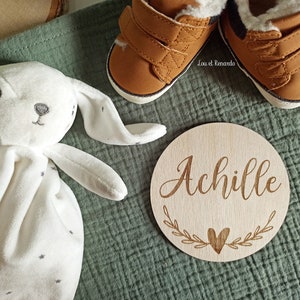 Carte bienvenue personnalisée en bois coeur / Carte étape naissance / prénom bébé enfant / cadeau naissance grossesse maman / faire part image 4