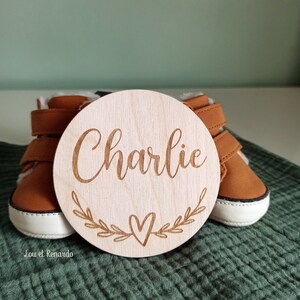 Carte bienvenue personnalisée en bois coeur / Carte étape naissance / prénom bébé enfant / cadeau naissance grossesse maman / faire part image 9