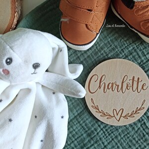 Carte bienvenue personnalisée en bois coeur / Carte étape naissance / prénom bébé enfant / cadeau naissance grossesse maman / faire part image 6