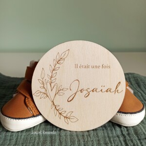 Carte bienvenue personnalisée en bois fleuri / Carte étape naissance / prénom bébé enfant / cadeau naissance grossesse maman / faire part image 4