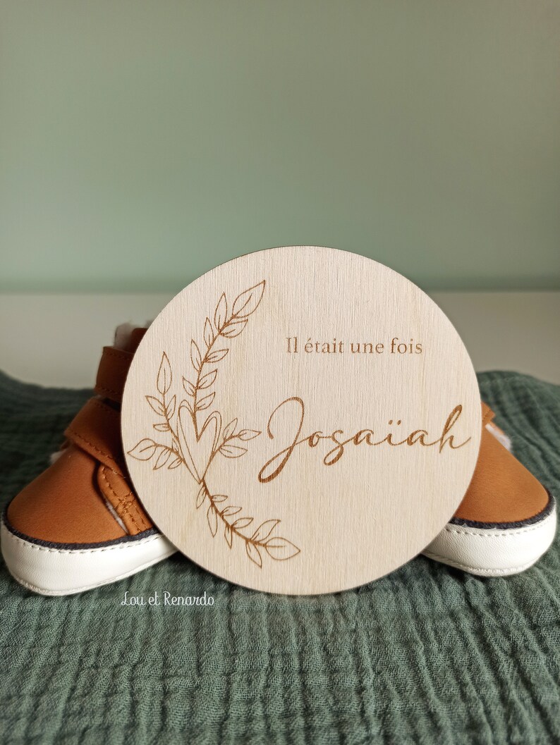 Carte bienvenue personnalisée en bois fleuri / Carte étape naissance / prénom bébé enfant / cadeau naissance grossesse maman / faire part image 4