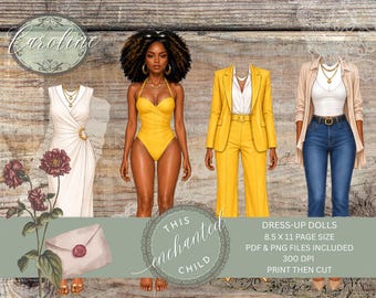 Caroline Dress‑Up Doll – Fashion Chic Printable Ephemera for Scrapbooks & Journals