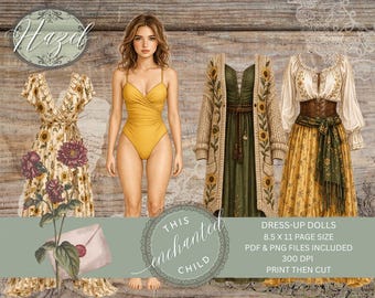 Hazel Dress-Up Doll Printable | Digital Paper Doll Ephemera