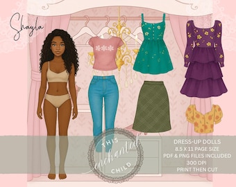 Shayla Dress-Up Doll Printable | Digital Paper Doll Ephemera