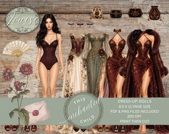 Louise Printable Doll – Royal Fantasy Ephemera for Junk Journaling & Crafts