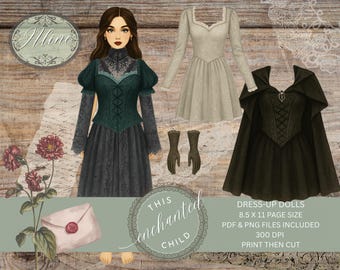 Aline Victorian Dress-Up Doll Printable Digital Paper Doll Ephemera