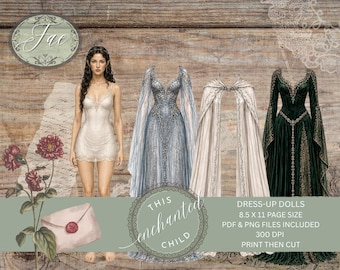 Fae Fantasy Dress‑Up Doll – Enchanted Queen Printable Ephemera for Scrapbooks & Journals