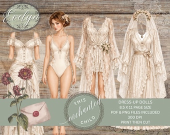 Evelyn Dress-Up Doll Printable | Digital Paper Doll Ephemera