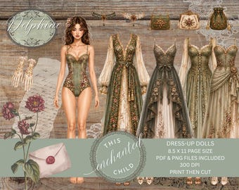 Delphine Printable Doll – Bohemian Fantasy Ephemera for Junk Journaling & Crafts