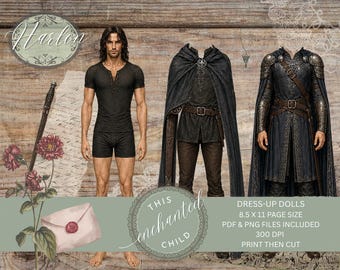 Harlon Printable Doll – Epic Fantasy Ephemera for Junk Journaling & Crafts