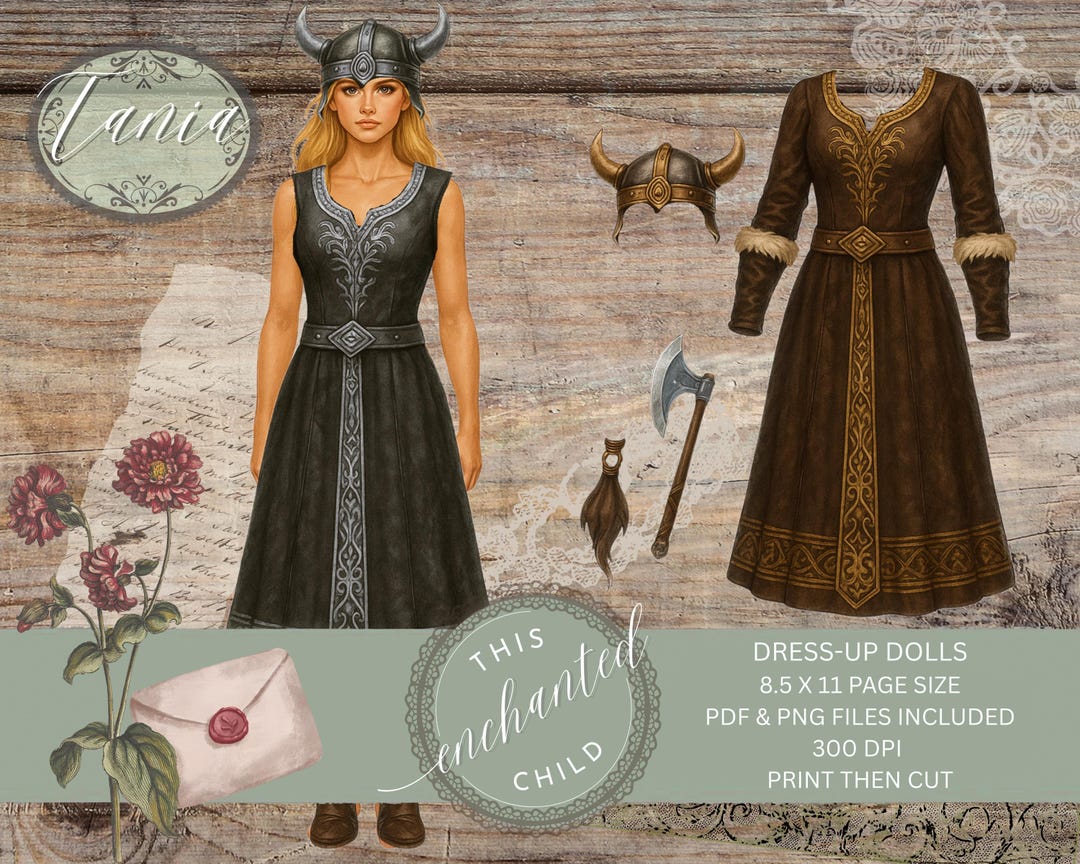 Tania Viking Dress-up Doll Printable Digital Paper Doll Ephemera - Etsy
