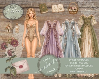 Ellen Printable Doll – Fairytale Fantasy Ephemera for Junk Journaling & Crafts